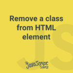 Remove class from HTML element